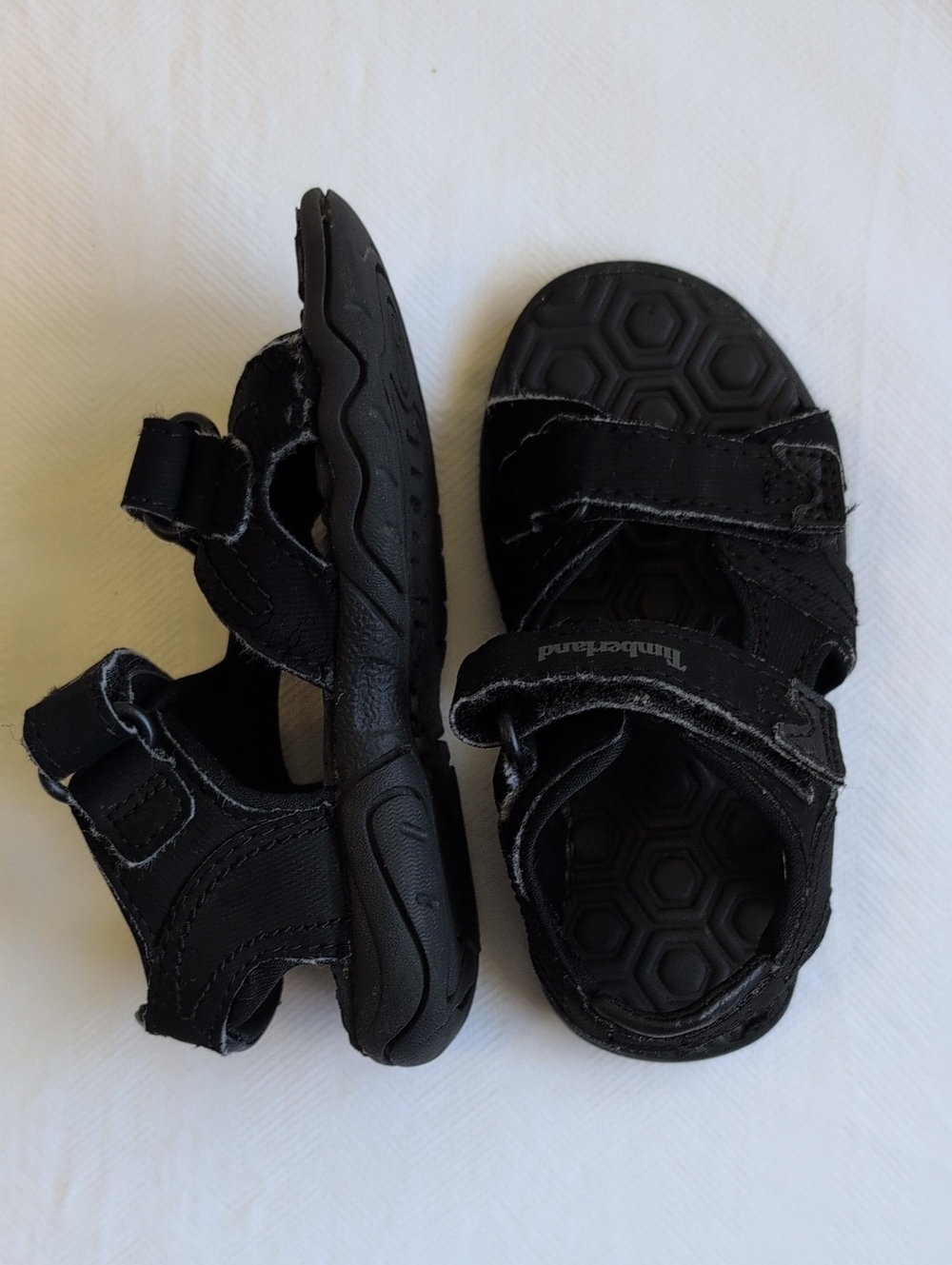 Timberland Black Kids Sandals Velcro Straps